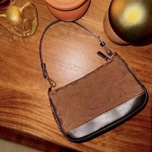 Signature C Coach Demi Shoulder Bag Purse - Chocolate Brown